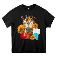Black teacher cold drink frappe with sunflowers Heavy Core Tee - FaDigitalArtStudio
