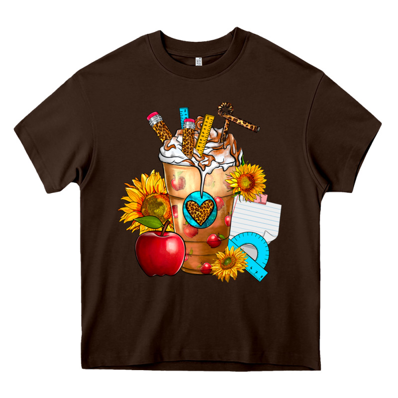 Teacher Cold Drink Frappe With Sunflowers Heavy Core Tee by FaDigitalArtStudio | Teevron