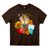 Chocolate Brown teacher cold drink frappe with sunflowers Heavy Core Tee - FaDigitalArtStudio