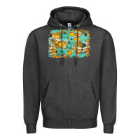Charcoal Heather western fall vibes background Zipper Hoodie - Jasminsmagicworld
