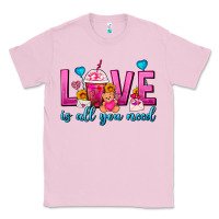 Bubblegum Pink Love Is All You Need Valentines Day Frappe Coffee Classic Tee - FaDigitalArtStudio