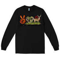 Black Peace Love White Tailed Buck Deer Long Sleeve Tee - LillyAllenDesigns