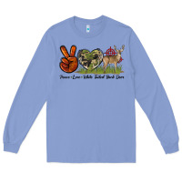 Colony Blue Peace Love White Tailed Buck Deer Long Sleeve Tee - LillyAllenDesigns