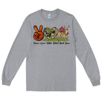Heather Grey Peace Love White Tailed Buck Deer Long Sleeve Tee - LillyAllenDesigns