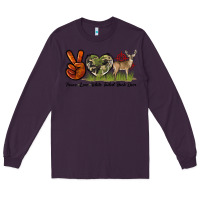 Plum Peace Love White Tailed Buck Deer Long Sleeve Tee - LillyAllenDesigns
