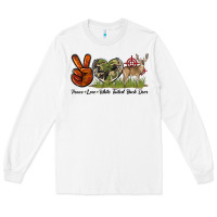 White Peace Love White Tailed Buck Deer Long Sleeve Tee - LillyAllenDesigns