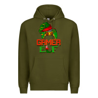 Army Green Christmas gamer elf Premium Hoodie - BarkalooDesign