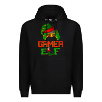 Black Christmas gamer elf Premium Hoodie - BarkalooDesign