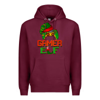 Burgundy Christmas gamer elf Premium Hoodie - BarkalooDesign