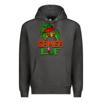 Charcoal Heather Christmas gamer elf Premium Hoodie - BarkalooDesign