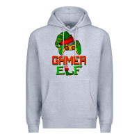 Heather Grey Christmas gamer elf Premium Hoodie - BarkalooDesign
