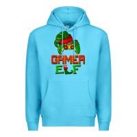 Ocean Blue Christmas gamer elf Premium Hoodie - BarkalooDesign