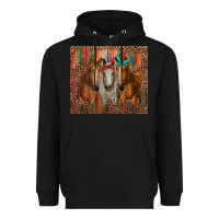 Black western horses with bandanas Heavyweight Hoodie - RanaPortraitStore