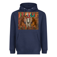 Navy western horses with bandanas Heavyweight Hoodie - RanaPortraitStore