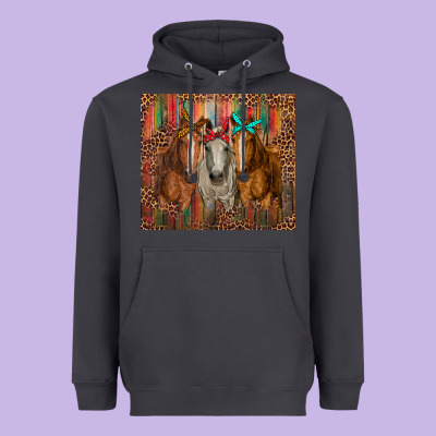 Western Horses With Bandanas Heavyweight Hoodie Designed By Ranaportraitstore