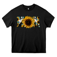 Black Sunflower Cowhide Mom Heavy Core Tee - Jasminsmagicworld