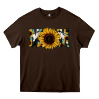 Chocolate Brown Sunflower Cowhide Mom Heavy Core Tee - Jasminsmagicworld