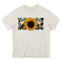 Cream Sunflower Cowhide Mom Heavy Core Tee - Jasminsmagicworld