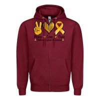 Burgundy peace love cure childhood cancer Zipper Hoodie - Jasminsmagicworld