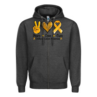 Charcoal Heather peace love cure childhood cancer Zipper Hoodie - Jasminsmagicworld