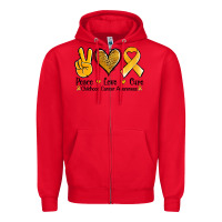 Red peace love cure childhood cancer Zipper Hoodie - Jasminsmagicworld