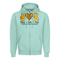 Seafoam peace love cure childhood cancer Zipper Hoodie - Jasminsmagicworld