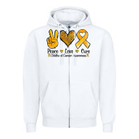 White peace love cure childhood cancer Zipper Hoodie - Jasminsmagicworld