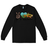 Black Peace Love Leaping Brook Trout Long Sleeve Tee - LillyAllenDesigns