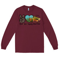 Burgundy Peace Love Leaping Brook Trout Long Sleeve Tee - LillyAllenDesigns