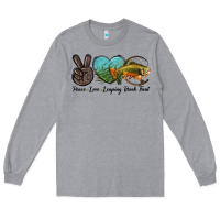 Heather Grey Peace Love Leaping Brook Trout Long Sleeve Tee - LillyAllenDesigns
