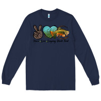Navy Peace Love Leaping Brook Trout Long Sleeve Tee - LillyAllenDesigns