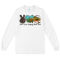White Peace Love Leaping Brook Trout Long Sleeve Tee - LillyAllenDesigns
