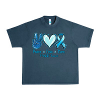 Midnight Navy Peace Love Cure Prostate Cancer Urban Heavy Tee - Jasminsmagicworld