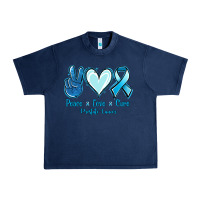 Navy Peace Love Cure Prostate Cancer Urban Heavy Tee - Jasminsmagicworld