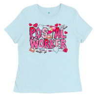 Baby Blue Postal Worker Ladies Tee - CowhideDigitalArt