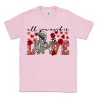 Bubblegum Pink Skeleton all you need is love Classic Tee - FaDigitalArtStudio