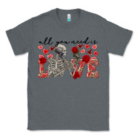 Charcoal Heather Skeleton all you need is love Classic Tee - FaDigitalArtStudio