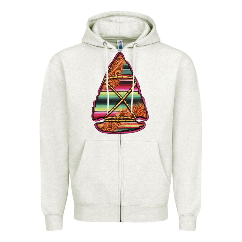 Serape Tooled Leather Arrowhead Zipper Hoodie by Jasminsmagicworld | Teevron