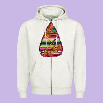 Serape Tooled Leather Arrowhead Zipper Hoodie Designed By Jasminsmagicworld