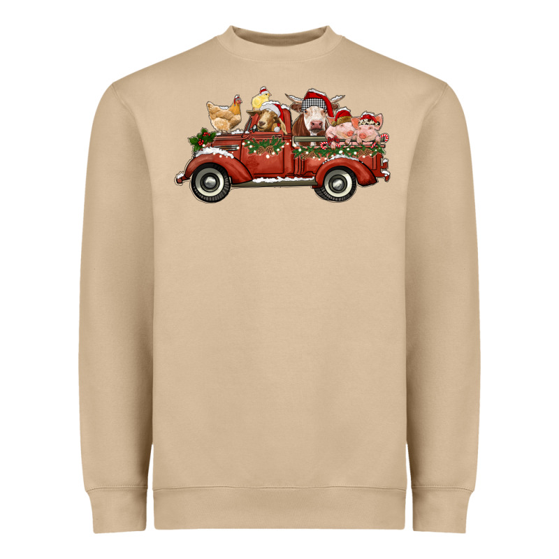 Christmas Truck With Farm Animals Heavyweight Sweatshirt by RanaPortraitStore | Teevron