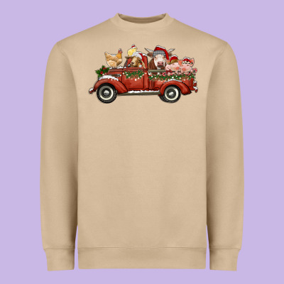 Christmas Truck With Farm Animals Heavyweight Sweatshirt Designed By Ranaportraitstore
