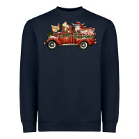Navy christmas truck with farm animals Heavyweight Sweatshirt - RanaPortraitStore