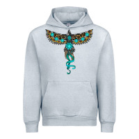 Heather Grey turquoise thunderbird Urban Hoodie - RanaPortraitStore