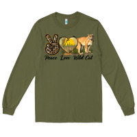 Army Green Peace Love Wild cat Long Sleeve Tee - LillyAllenDesigns