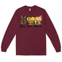 Burgundy Peace Love Wild cat Long Sleeve Tee - LillyAllenDesigns