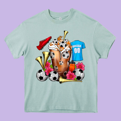 Soccer Cold Drink Frappe Heavy Core Tee Designed By Fadigitalartstudio
