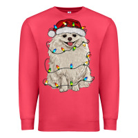 Cardinal white pomeranian with christmas lights Premium Sweatshirt - RanaPortraitStore