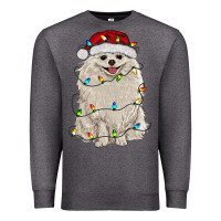 Charcoal Heather white pomeranian with christmas lights Premium Sweatshirt - RanaPortraitStore
