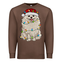 Chestnut white pomeranian with christmas lights Premium Sweatshirt - RanaPortraitStore