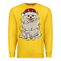 Lemon white pomeranian with christmas lights Premium Sweatshirt - RanaPortraitStore